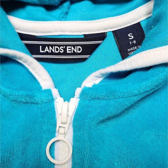 Lands End Kids Hooded Terry Cloth Swimsuit Cover-Up Dress - Picture 2 of 4